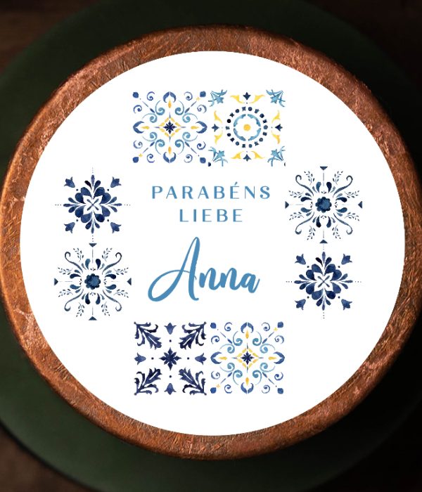 CAKEMOTION · finest edible designs · Tortenaufleger & Aufleger selbst gestalten · Esspapier · Onlineshop · Kuchen gestalten · Geschenk · Portugal · Azulejos · Portugiesische Fliesen · Konfigurator · Design · Jubiläum · Happy Birthday · Geburtstag