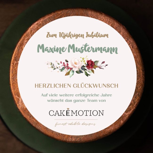 CAKEMOTION · finest edible designs · Tortenaufleger & Aufleger selbst gestalten · Esspapier · Onlineshop · Kuchen gestalten · Geschenk · Tortendeko · Mitarbeiter · Firmenjubiläum · Jubiläum · Business · Geschenk · Danke sagen